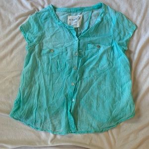 FREE PEOPLE sheer aqua blouse